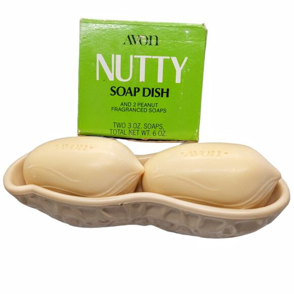 Vintage 70s/80s Planters Mr. Peanut Nutty Soap Dish 2 Peanut Shaped Soaps NOS - Picture 3 of 9